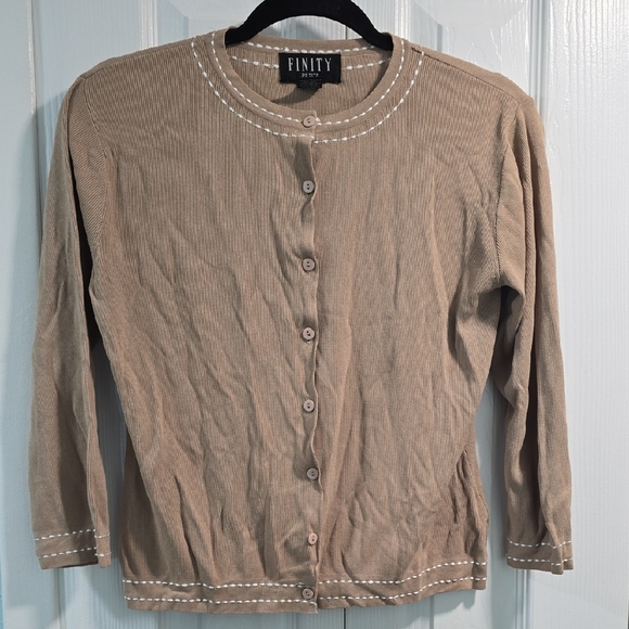Finity Women's Tan Cardigan Top - Picture 1 of 12